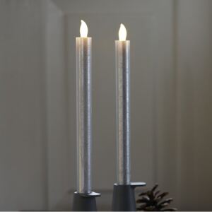 LED sviečky strieborné, 2set, 25cm
