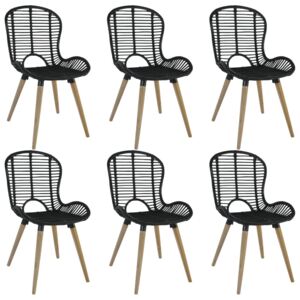 Záhradné ratanové jedálenské stoličky 6 ks 48x64x85 cm čierne