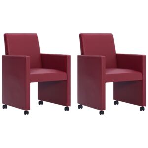 Jedálenské stoličky 2 ks, vínovo červené, umelá koža