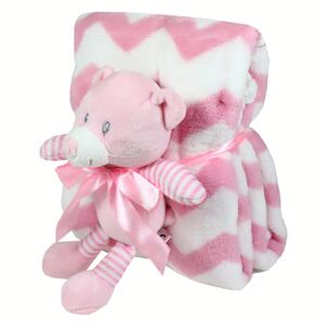 Detský set deka + hračka ružový medvedík