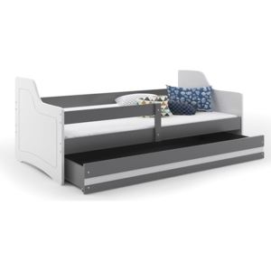 Detská posteľ SOFIX + ÚP + matrac + rošt ZADARMO, 80x160, grafit, biela