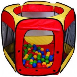 Inlea4Fun Detský hrací stan s loptičkami - červený/žltý Inlea4Fun