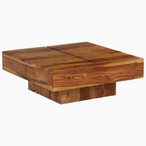 Konferenčný stolík, masívne sheeshamové drevo, 80x80x30 cm