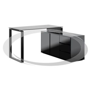 Čierny pracovný stôl UDFP Mina so skrinkou