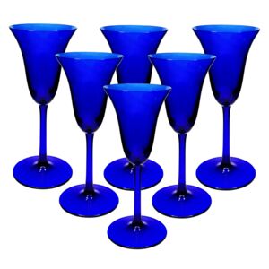 Modré ručne fúkané poháre 100 ml, 6 ks