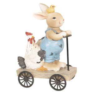 Dekorácia králik s kohútom na kolobežke - 11 * 6 * 15 cm