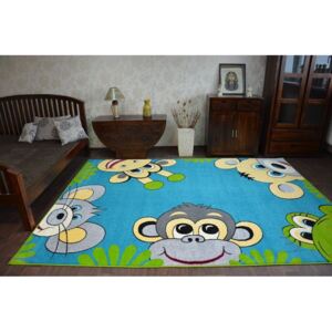 Detský koberec FUNKY TOP TIG zvieratká - modrý, 200x280 cm