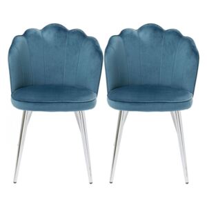 KARE DESIGN Modrá čalúnená jedálenská stolička Princess / set 2 ks