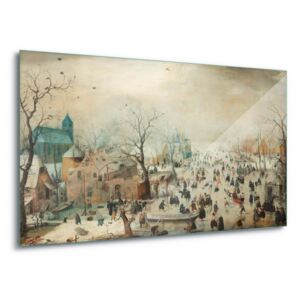 Obraz na skle GLIX - Winter Landscape With Skaters, Hendrick Avercamp 4 x 30x80 cm