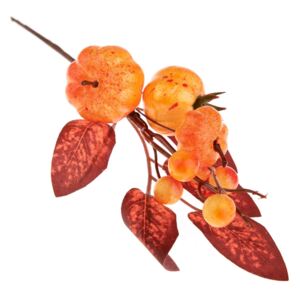 Jesenná dekoračná vetvička s tekvičkami, 22 cm