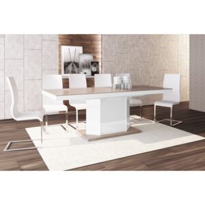 Luxusný rozkladací jedálenský stôl AMIGO (cappucino/biela/cappucino) DOPRAVA ZADARMO