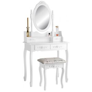 Toaletný stolík s taburetom biela