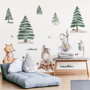 Nálepky na stenu Forest - sova, zajac, líška