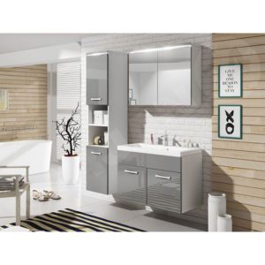 Kúpeľňový nábytok Bodo, Sifón bez sifónu, 013-farby biela / šedý lesk, Umývadlová batéria nie Bratex PL-M24-00006478
