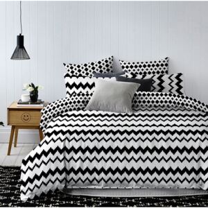Čierno-biele obojstranné obliečky na dvojlôžko z mikrovlákna DecoKing Hypnosis Waves, 220 x 200 cm