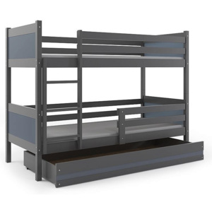 Poschodová posteľ BALI+UP + matrace + rošt ZADARMO, 190x80 cm, grafit, grafit