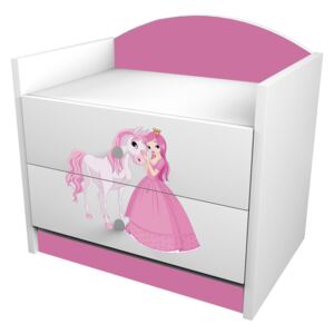 OR Nočný stolík Mery ružový SZNO - viac variantov Motív: I - Princezna s koníkom, Typ: Typ so zásuvkou