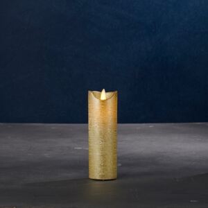 Vosková LED sviečka s pohyblivým knotom, 15cm zlatá
