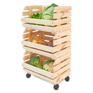 ČistéDrevo Dřevěný bedýnkový vozík na ovoce a zeleninu