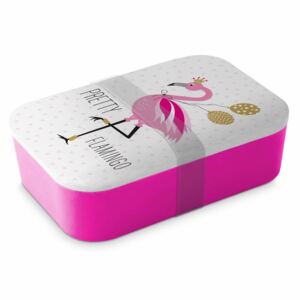 Bambusový desiatový box Pretty Flamingo - 20 * 13 * 6,5cm