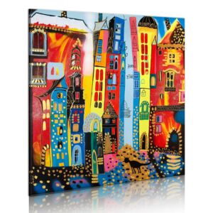 Bimago Ručne maľovaný obraz - Magic street 80x80 cm