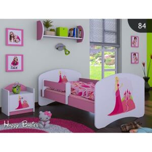 Detská posteľ bez šuplíku 160x80cm PRINCEZNA A HRAD - ružová