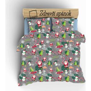 Zdravsi-spanok Vianočná posteľná obliečka Merry Christmas sivá 140x200/70x90 cm