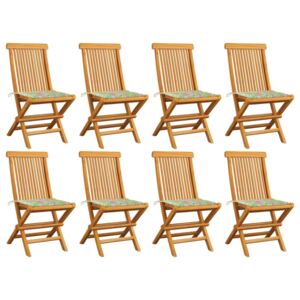 Záhradné stoličky s listovými podložkami 8 ks tíkový masív