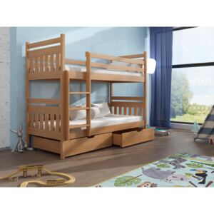 Detská poschodová posteľ 90 cm Aras (buk). Akcia -34%. Vlastná spoľahlivá doprava až k Vám domov. 615003