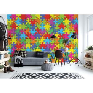 Fototapeta - Colourful 3D Jigsaw Puzzle Vliesová tapeta - 368x254 cm