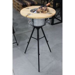 Hnedý degustačný stolík s chladiacou nádobou