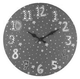 Detské nástenné hodiny Stars, 33 cm, sivá