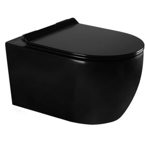 Mexen Carmen závesné wc rimless s toaletným Slim sedátkom z duroplastu, čierna matná - 30880185