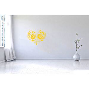 GLIX Srdce z ruží - nálepka na stenu Žltá 50 x 41 cm