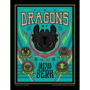Rámovaný Obraz - Ako si vycvičiť draka 3 - The Dragons Of New Berk
