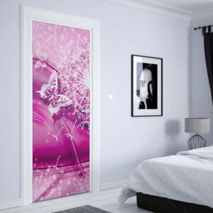 GLIX Fototapeta na dvere - Modern Butterflies And Dandelions Pink