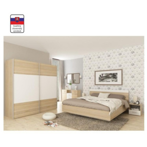 Spálňový komplet (posteľ 160x200 cm), dub sonoma/biela, GABRIELA | TEMPO KONDELA