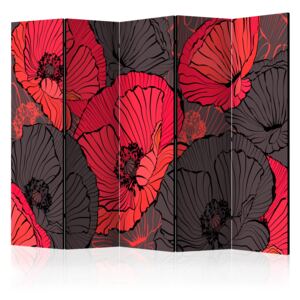 Paraván - Pleated poppies [Room Dividers] 225x172