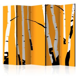 Paraván - Birches on the orange background [Room Dividers] 225x172