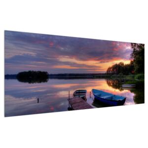 Obraz romantickej jazernej krajiny (120x50 cm)