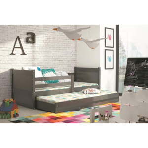 Detská posteľ s prístilkou FIONA 2, 80x190 cm, grafit/grafit