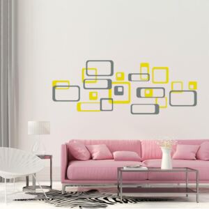 GLIX Dekoratívne štvorce - samolepka na stenu Šedá a žltá 2 x 50 x 50 cm