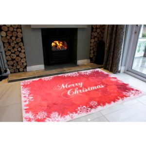 Bielo-červený koberec Vitaus Merry Christmas, 80 × 120 cm