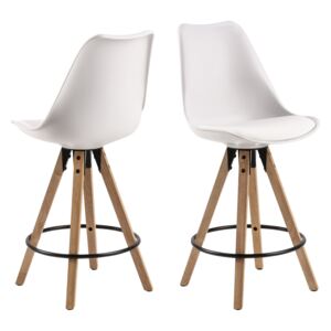 Moderná dizajnová barová stolička Nascha, biela-prírodná