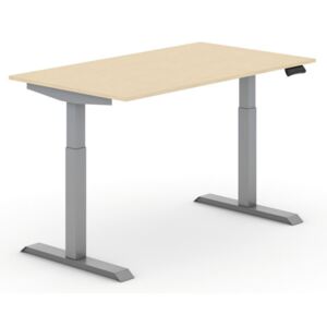 Výškovo nastaviteľný stôl, elektrický, 735-1235 mm, doska 1400x800 mm, breza, sivá podnož