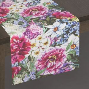 Zamatový behúň s farebnými kvetmi ADOR 35 x 180 cm