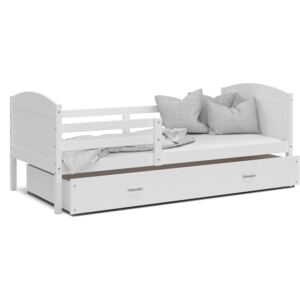 Detská posteľ so zásuvkou MATTEO - 160x80 cm - biela