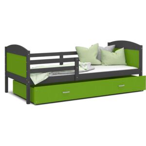 Detská posteľ so zásuvkou MATTEO - 190x80 cm - zeleno-šedá