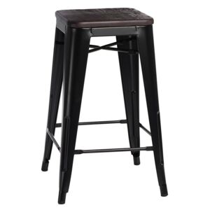 Barová stolička Paris Wood 65cm čierna sosna kartáčovaná