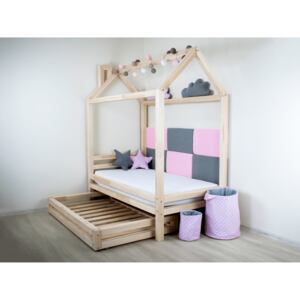 Detská dizajnová posteľ z masívu 200x80 cm DOMČEK 1 so zásuvkami